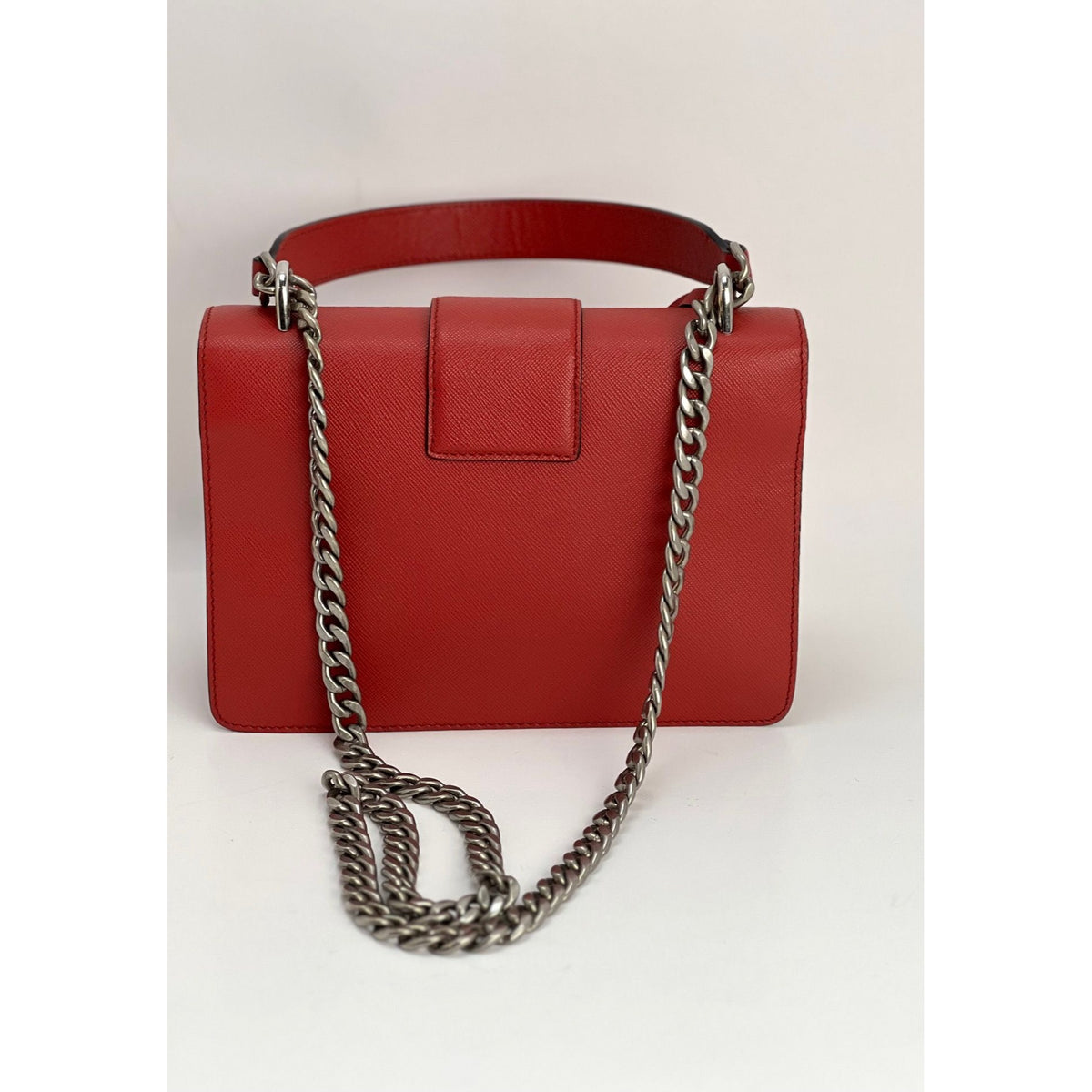 PRADA Saffiano Lux Chain Shoulder Bag Petalo 1133956
