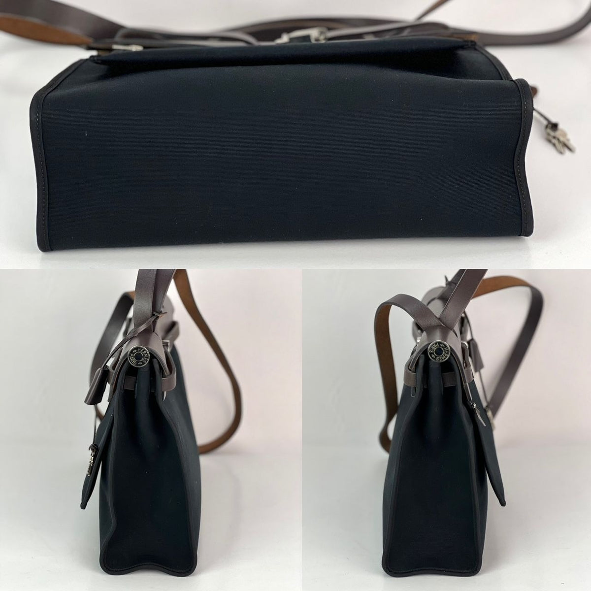Hermes Toile vache Hunter Herbag zip 31 PM Black Ebene