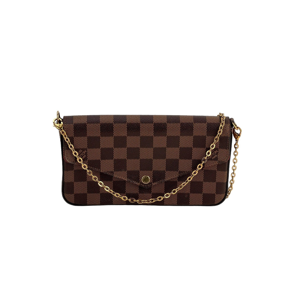 LOUIS VUITTON Pochette Felicie DamierChain bag Checkerboard Grid  CanvasSingle Shoulder Bag Brown