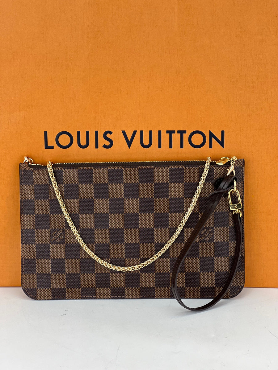 Authentic Louis Vuitton Damier Neverfull Pouch Purse Clutch Bag LV 9406E