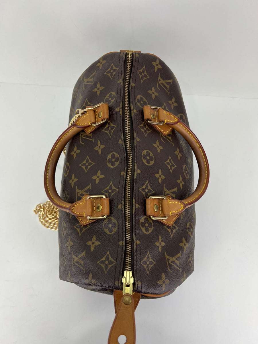 Louis Vuitton Monogram Speedy 30 Hand Shoulder Crossbody Bag Added Chain &  Insert M41108 Preowned Brown Cloth ref.673964 - Joli Closet