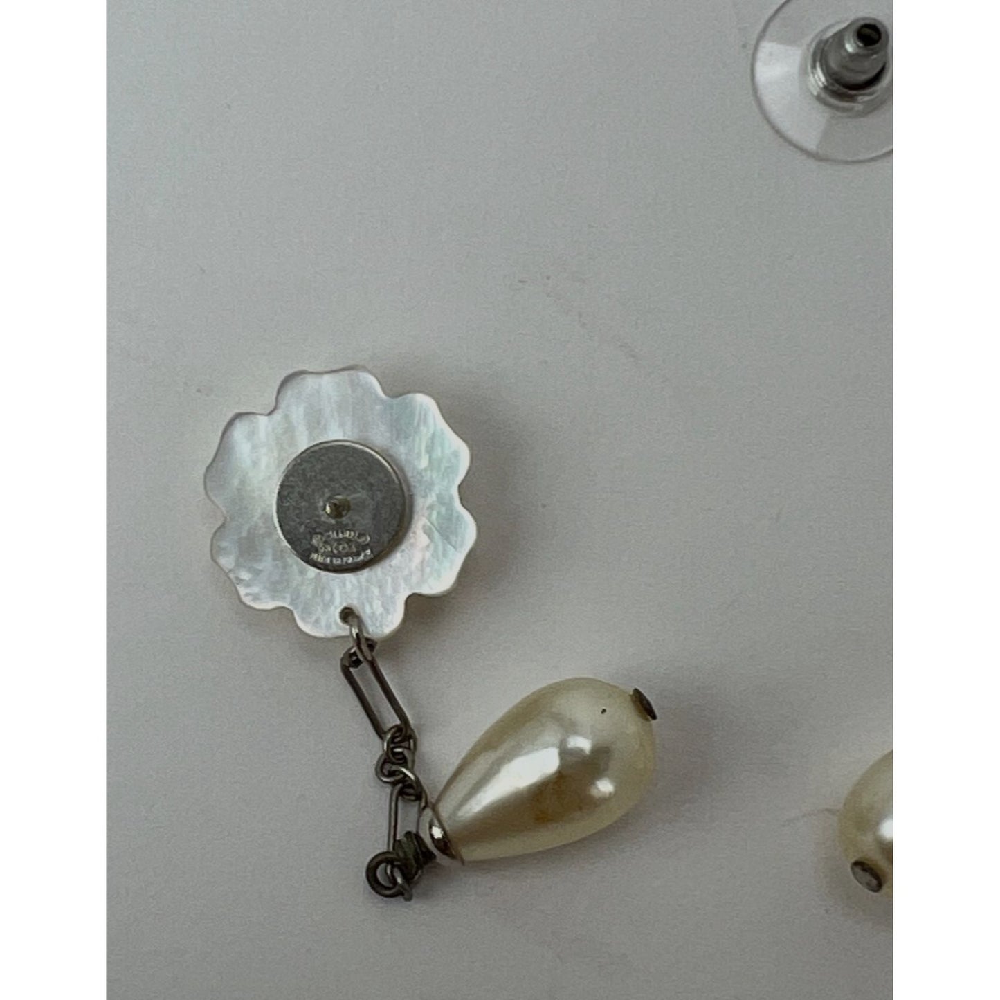 
                  
                    Chanel Camellia Faux Pearl Drop Earrings Vintage
                  
                