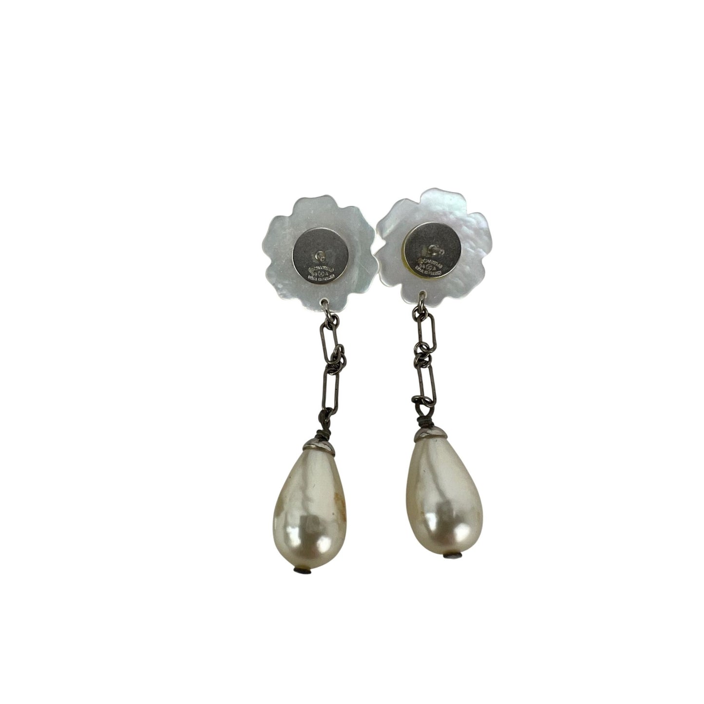 
                  
                    Chanel Camellia Faux Pearl Drop Earrings Vintage
                  
                