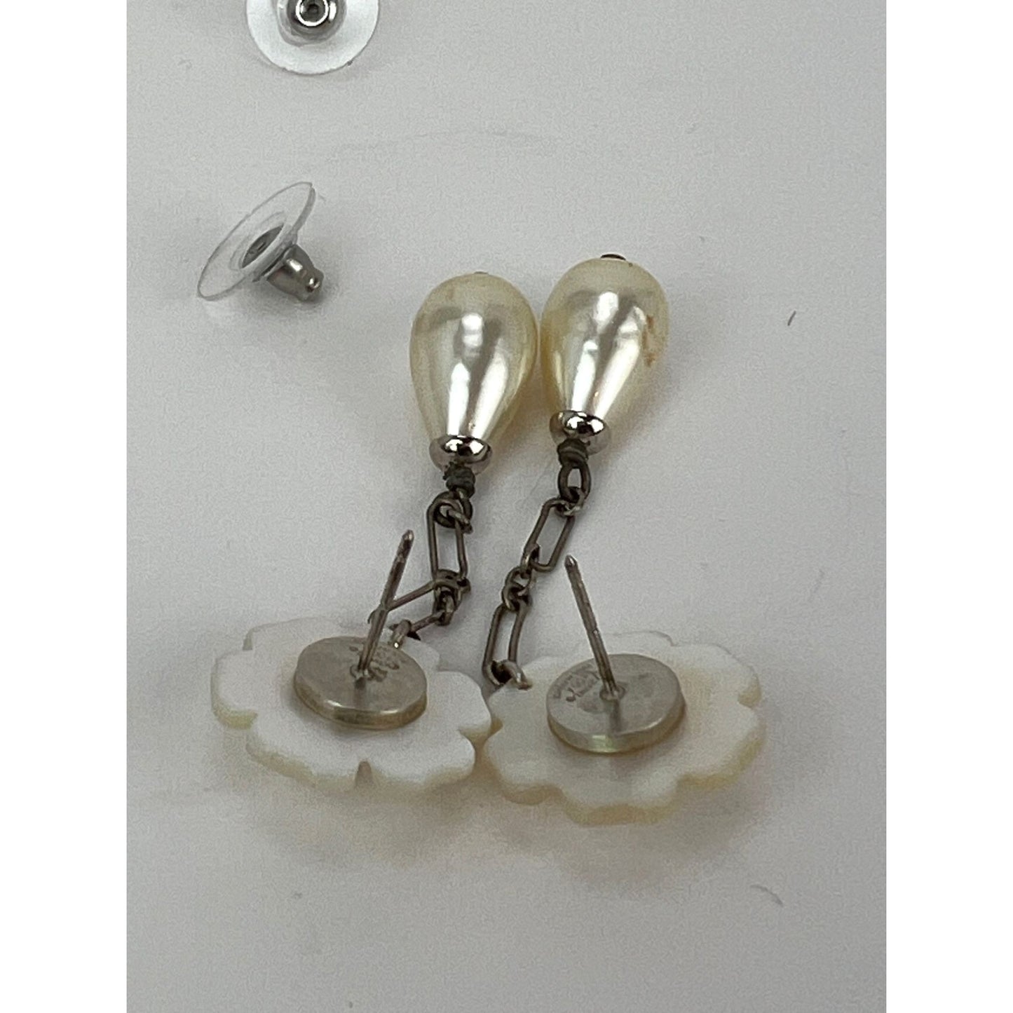 
                  
                    Chanel Camellia Faux Pearl Drop Earrings Vintage
                  
                