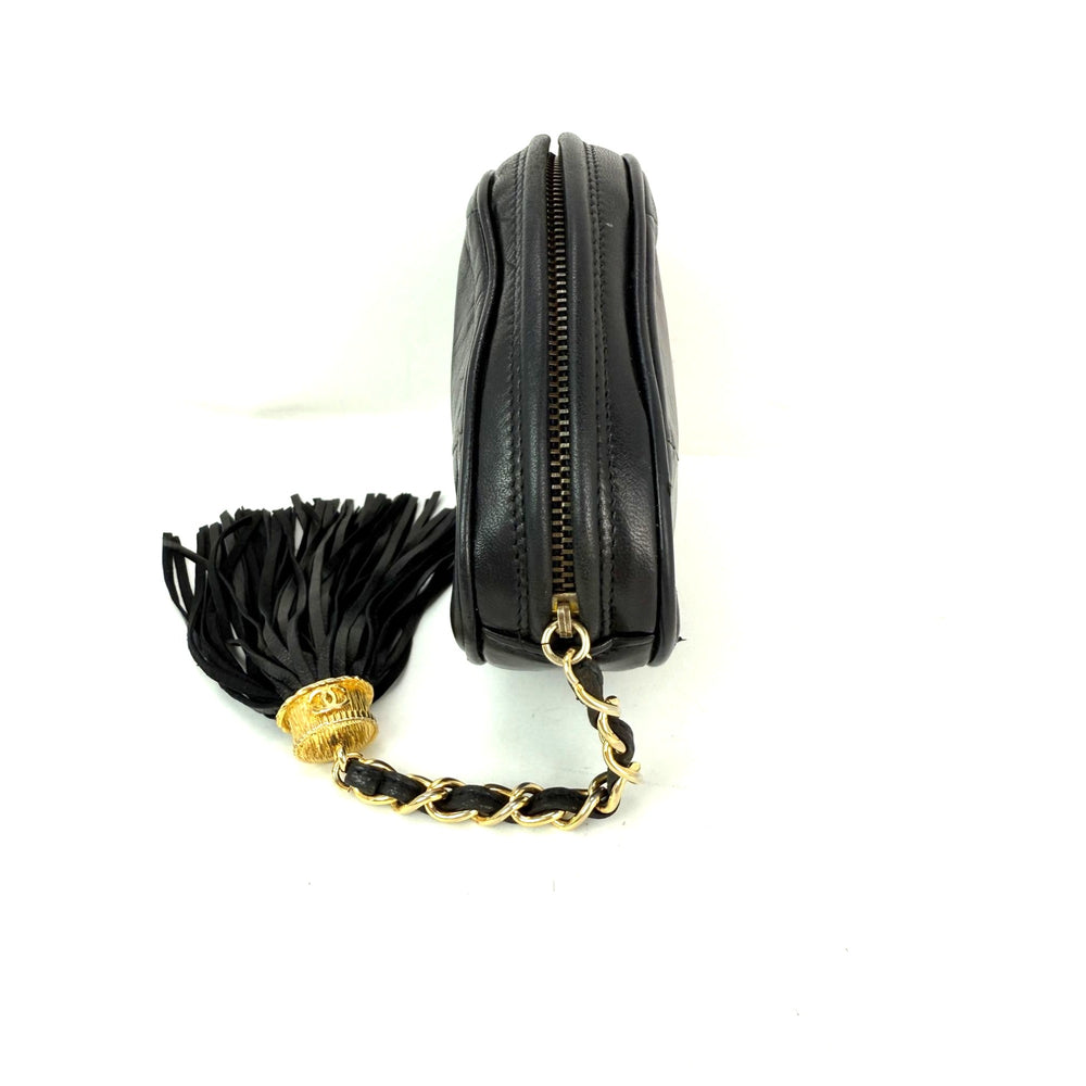 
                  
                    Chanel Lambskin Diamond Quilted CC Tassel Black Clutch Bag
                  
                