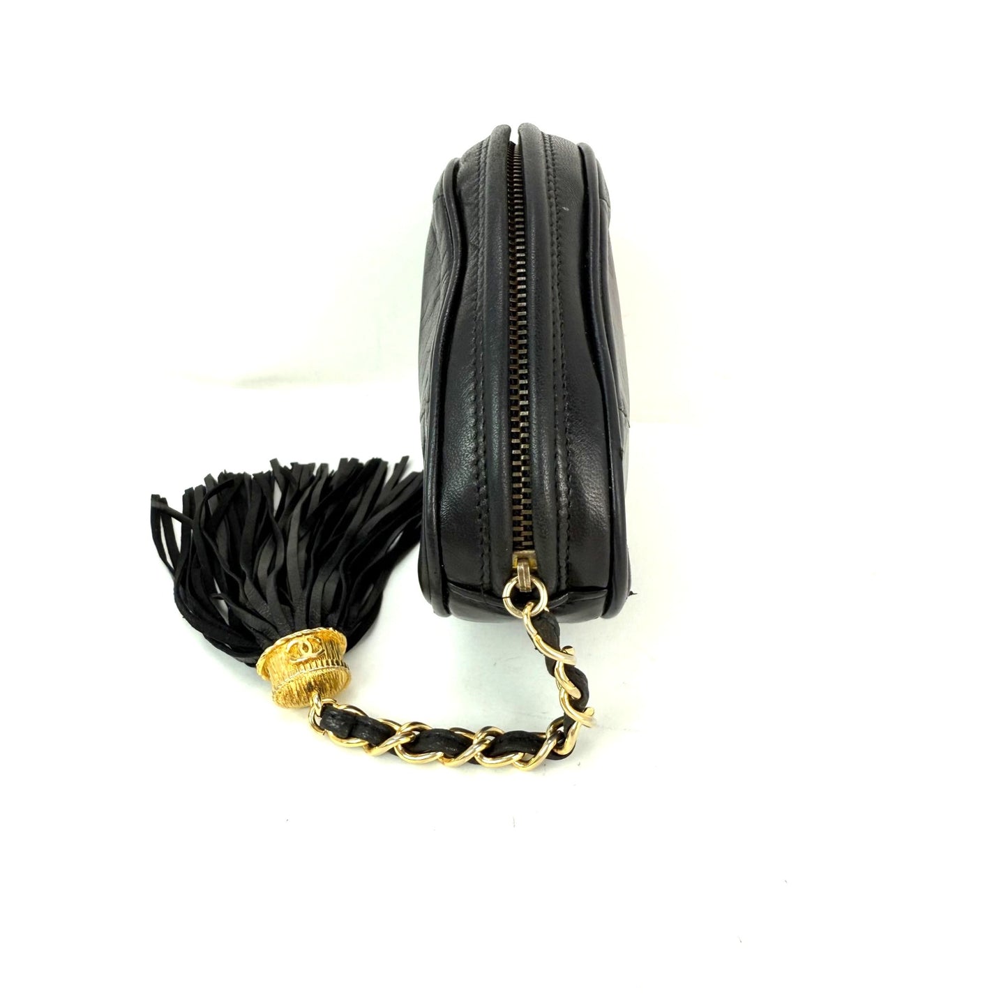 
                  
                    Chanel Lambskin Diamond Quilted CC Tassel Black Clutch Bag
                  
                