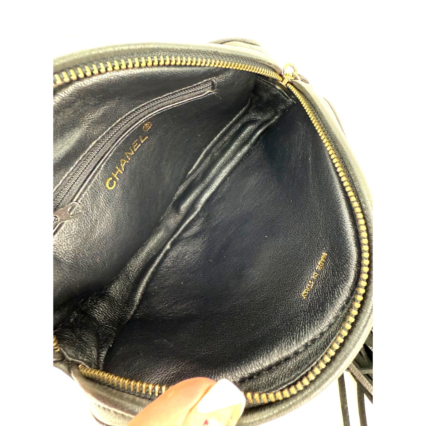 
                  
                    Chanel Lambskin Diamond Quilted CC Tassel Black Clutch Bag
                  
                