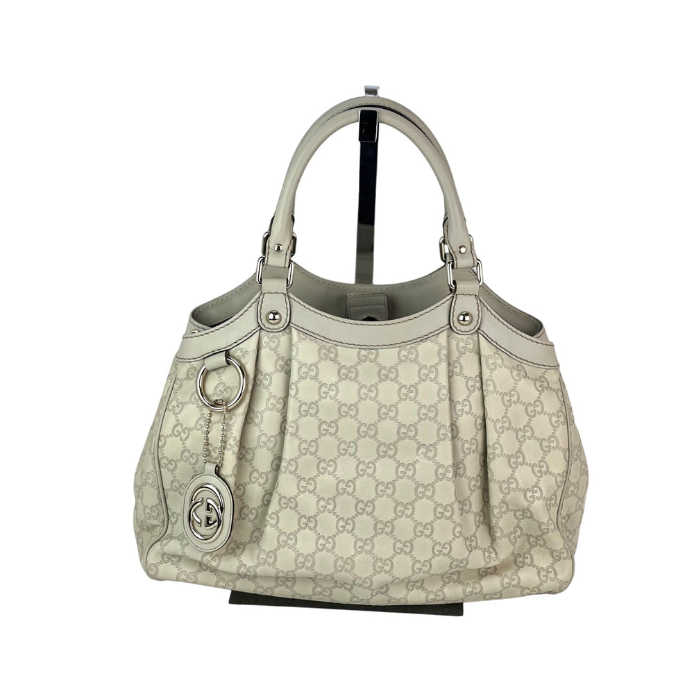 Gucci Sukey Medium Guccissima Leather Mystic White Tote