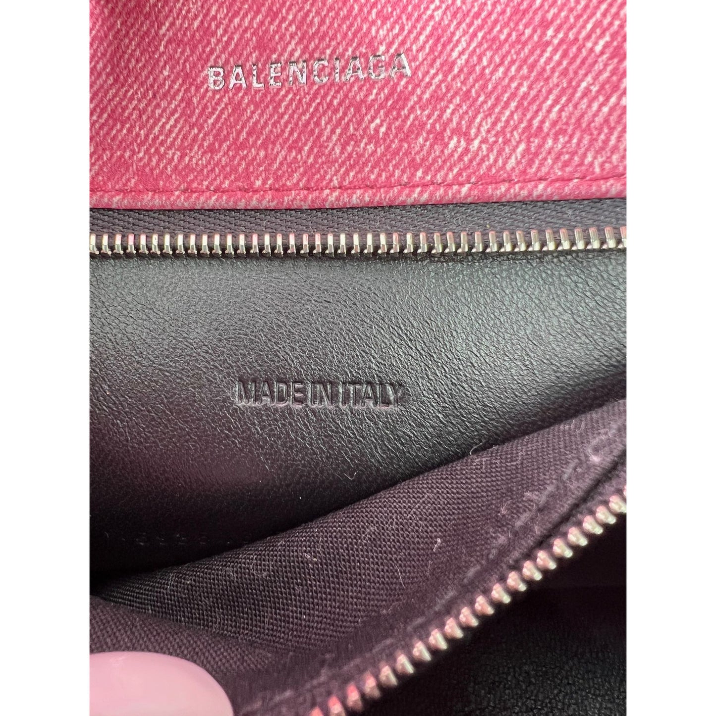 
                  
                    Balenciaga Pink Denim Small Hourglass Top Handle Crossbody Bag
                  
                