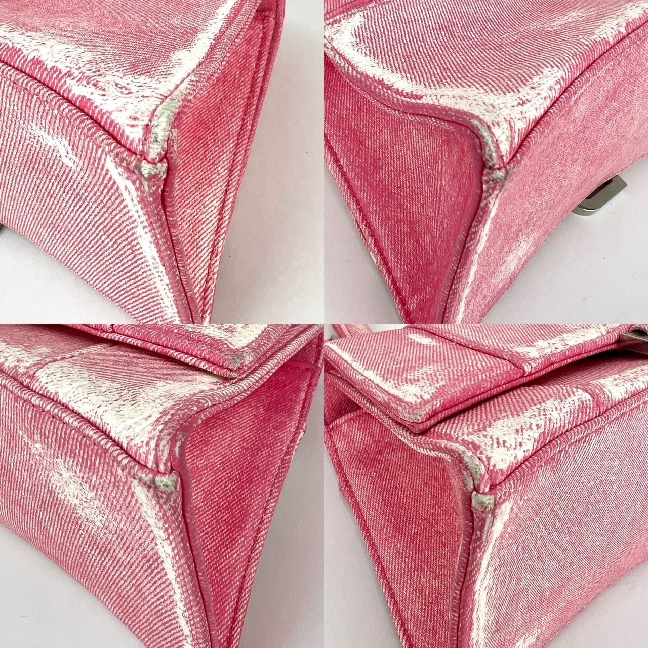 
                  
                    Balenciaga Pink Denim Small Hourglass Top Handle Crossbody Bag
                  
                