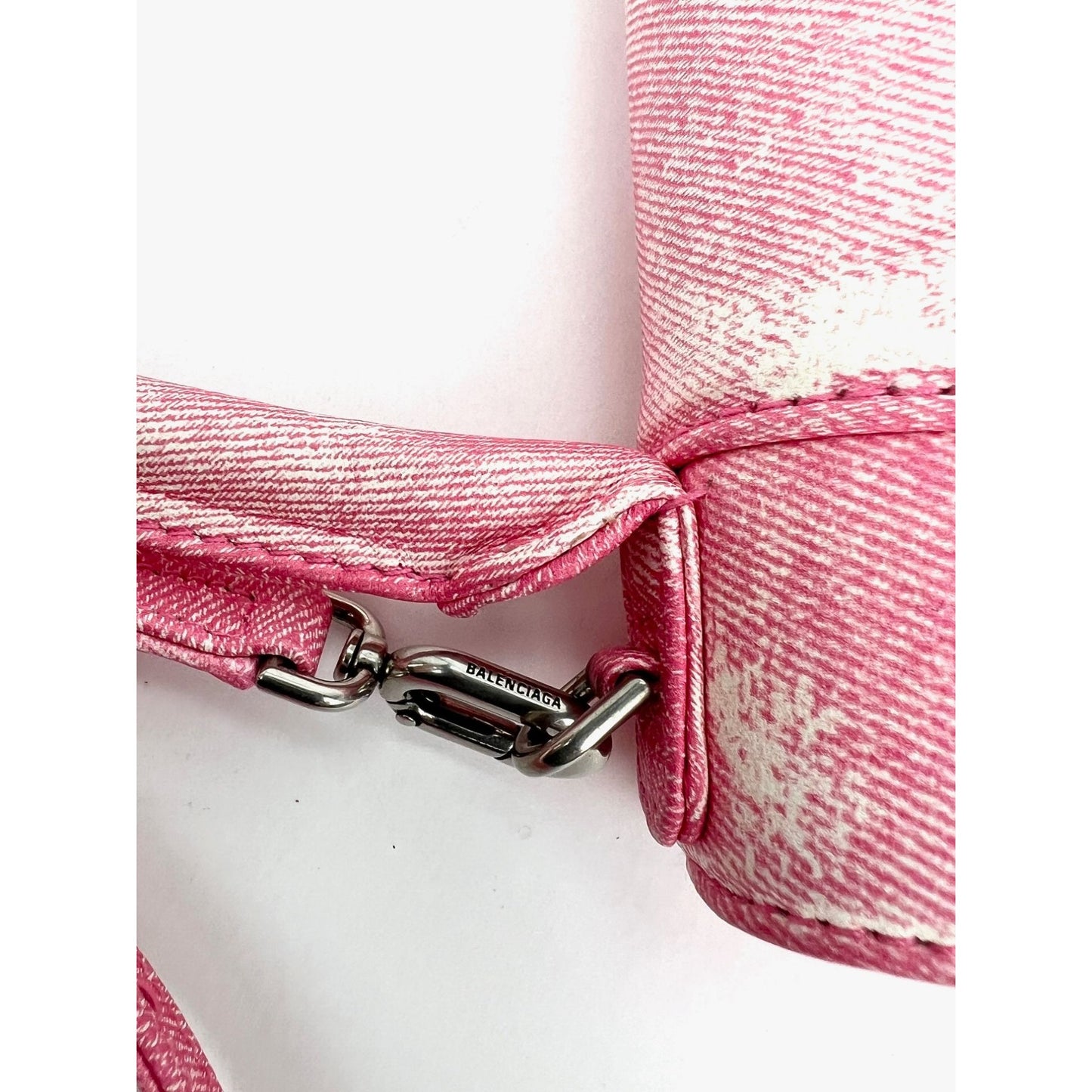 
                  
                    Balenciaga Pink Denim Small Hourglass Top Handle Crossbody Bag
                  
                