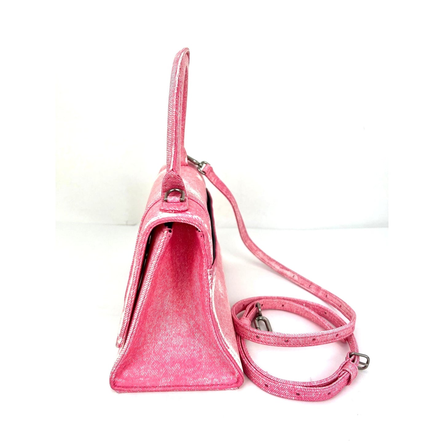 
                  
                    Balenciaga Pink Denim Small Hourglass Top Handle Crossbody Bag
                  
                