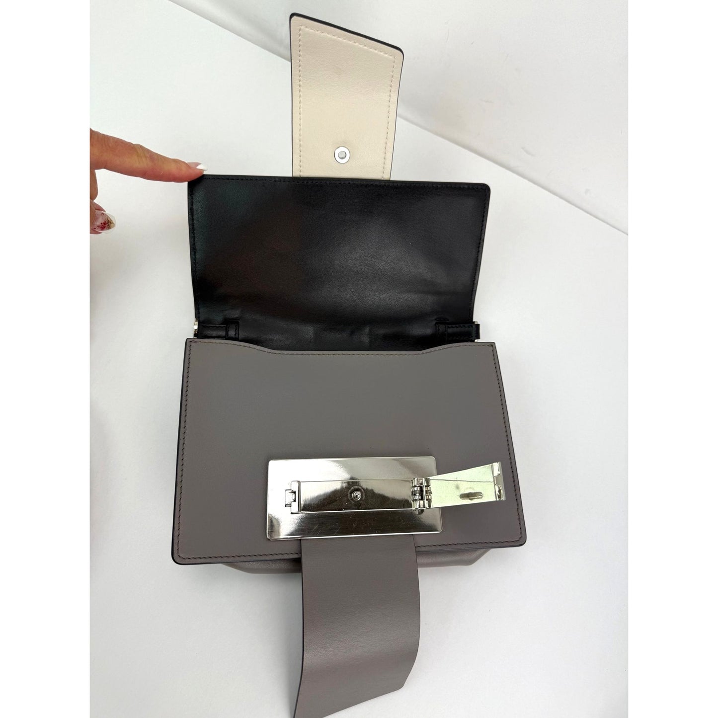 
                  
                    Prada Cahier Beige Gray Calfskin Leather Crossbody Clutch Bag
                  
                