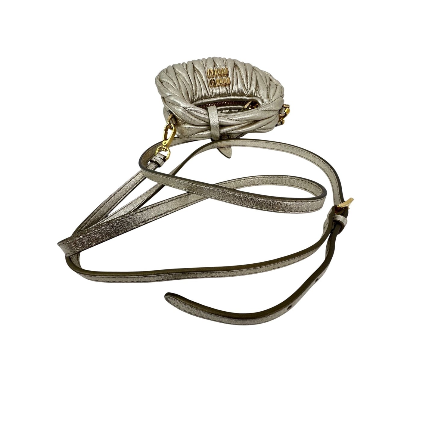 
                  
                    Miu Miu Wander Matelassé Nappa Leather Metallic Micro Hobo Crossbody
                  
                