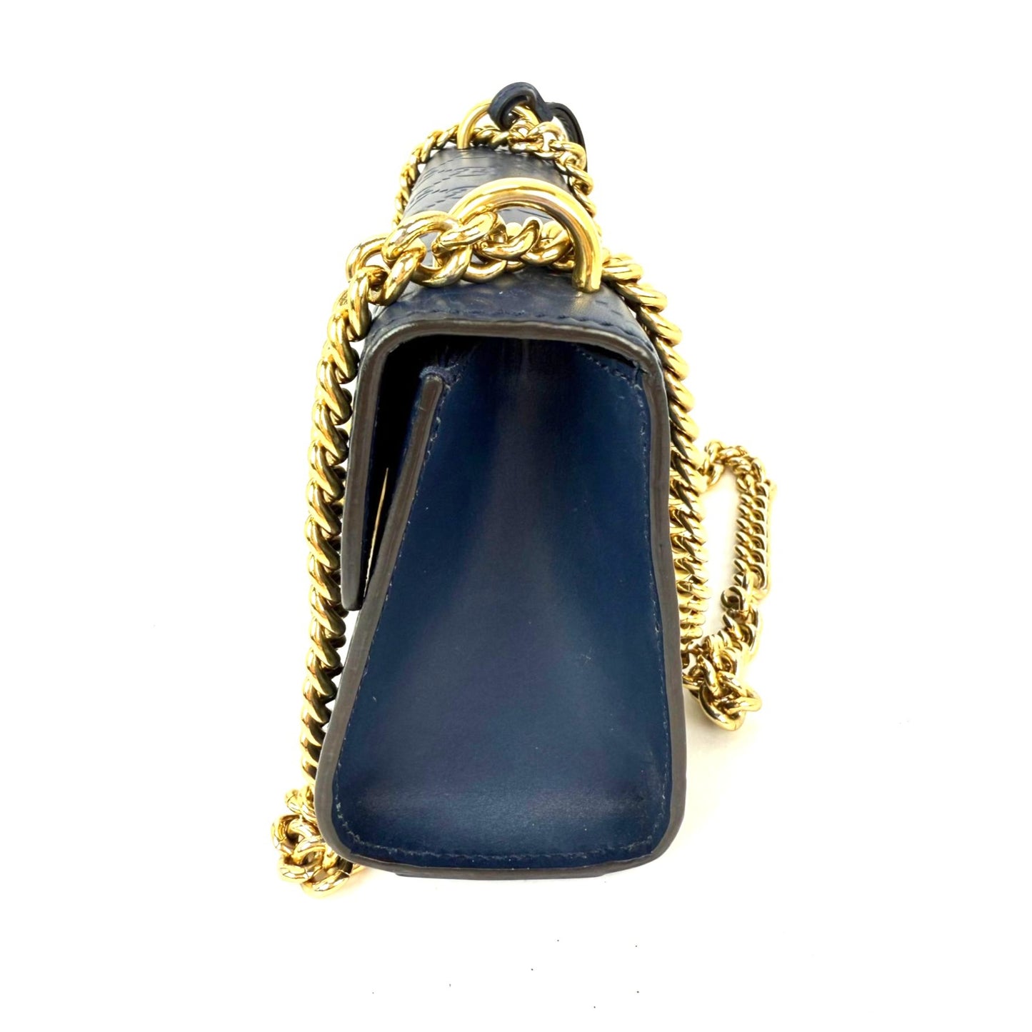 
                  
                    Gucci GG Supreme Small Padlock Monogram Blue Leather Shoulder Bag
                  
                