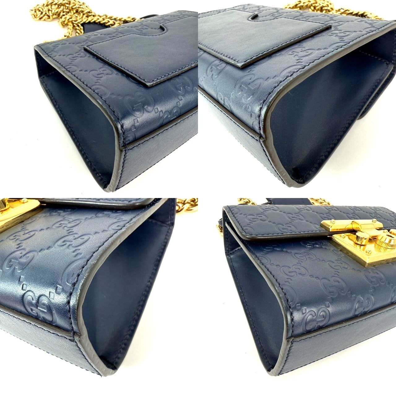 
                  
                    Gucci GG Supreme Small Padlock Monogram Blue Leather Shoulder Bag
                  
                