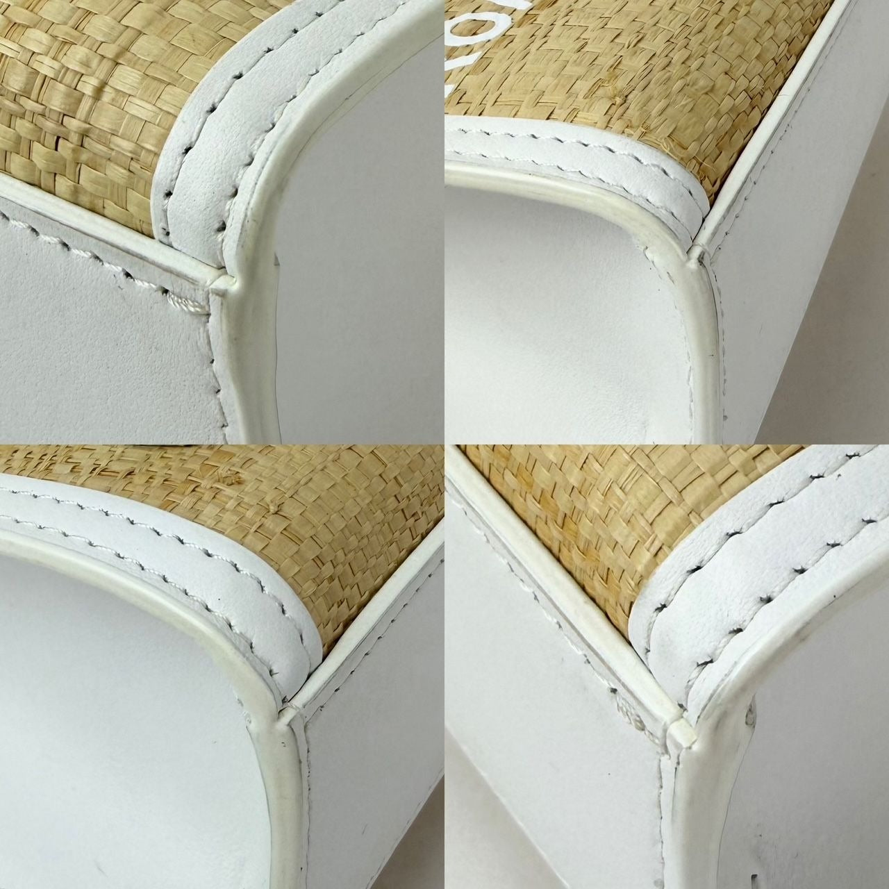 
                  
                    Burberry White Leather & Natural Raffia Mini Pocket Bag
                  
                