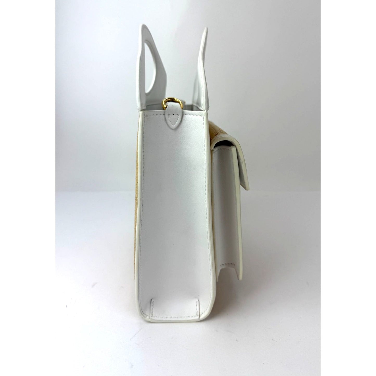 
                  
                    Burberry White Leather & Natural Raffia Mini Pocket Bag
                  
                