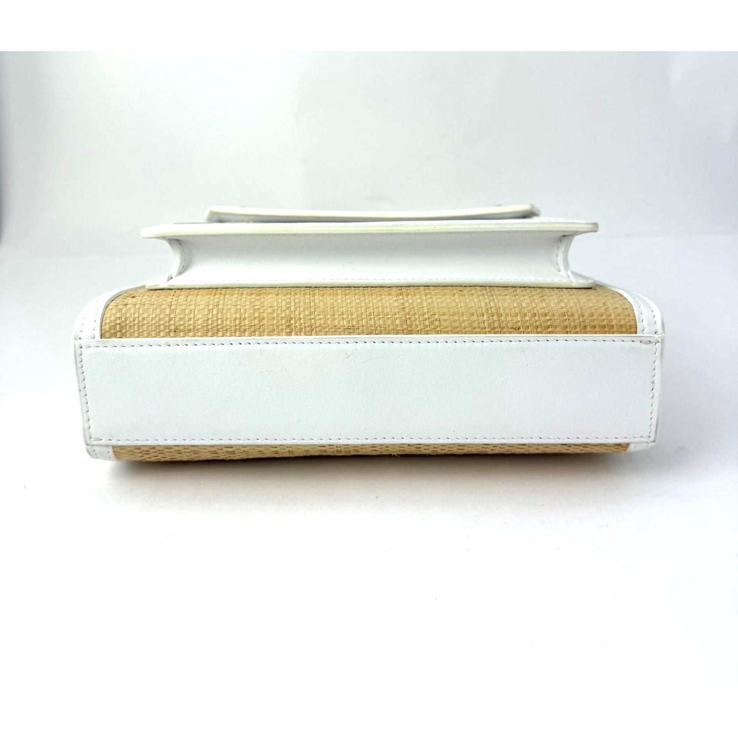 
                  
                    Burberry White Leather & Natural Raffia Mini Pocket Bag
                  
                