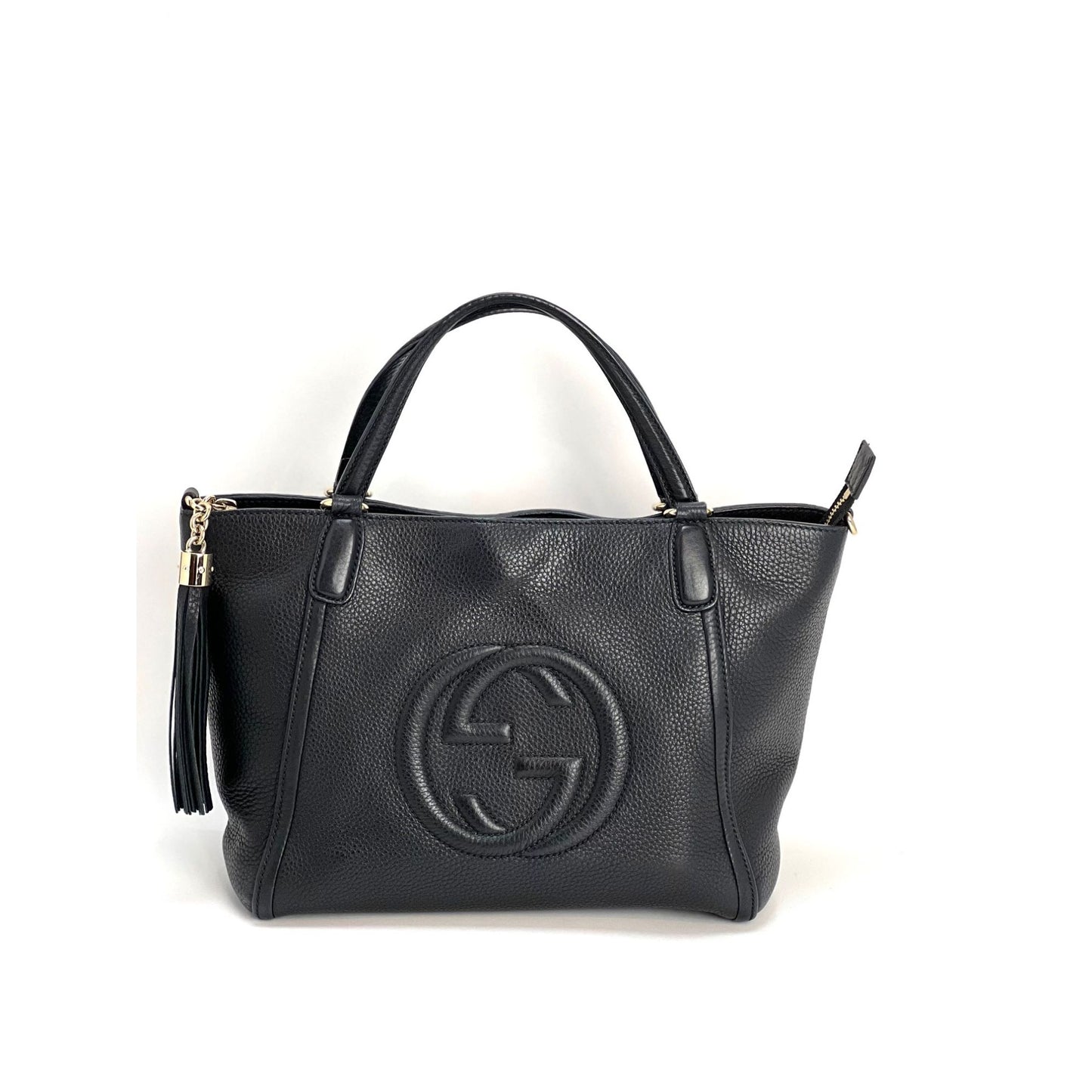 Gucci - Authenticated Interlocking Handbag - Leather Black for Women, Very Good Condition