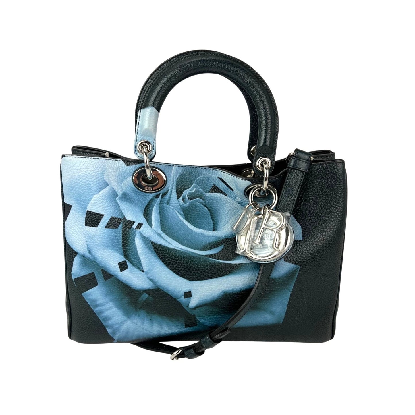 
                  
                    Christian Dior Dark Green Leather Lady Dior Bag With Floral Print Tote Bag
                  
                