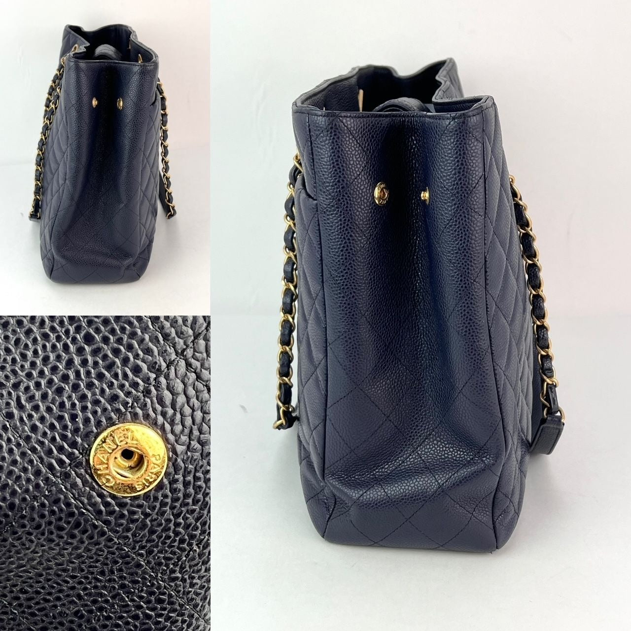 
                  
                    Chanel Caviar Quilted Large Classic Shopping Blue Leather Tote
                  
                