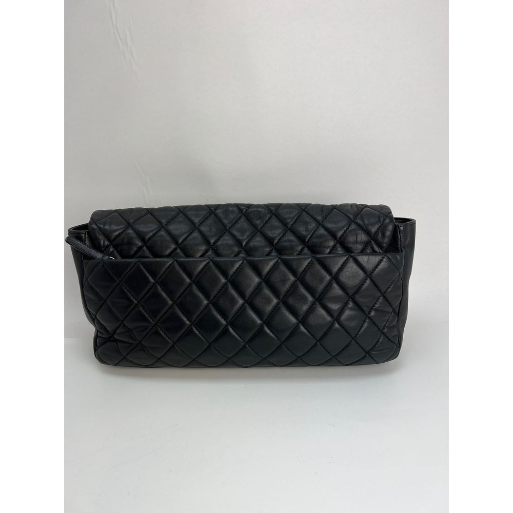 CHANEL Lambskin Quilted Top Handle Flap Coin Purse With Chain Grey