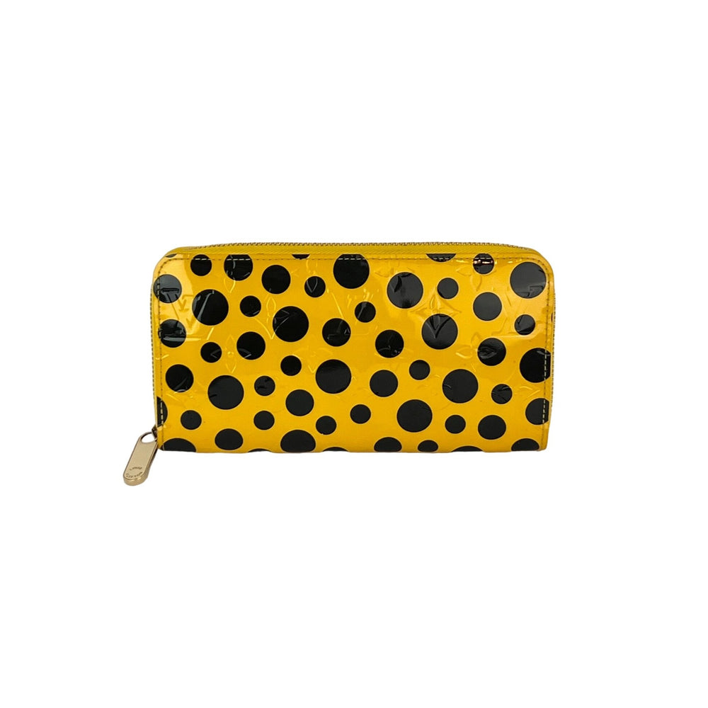 Louis Vuitton Yellow Vernis Patent Leather Kusama Infinity Dots Zippy Wallet