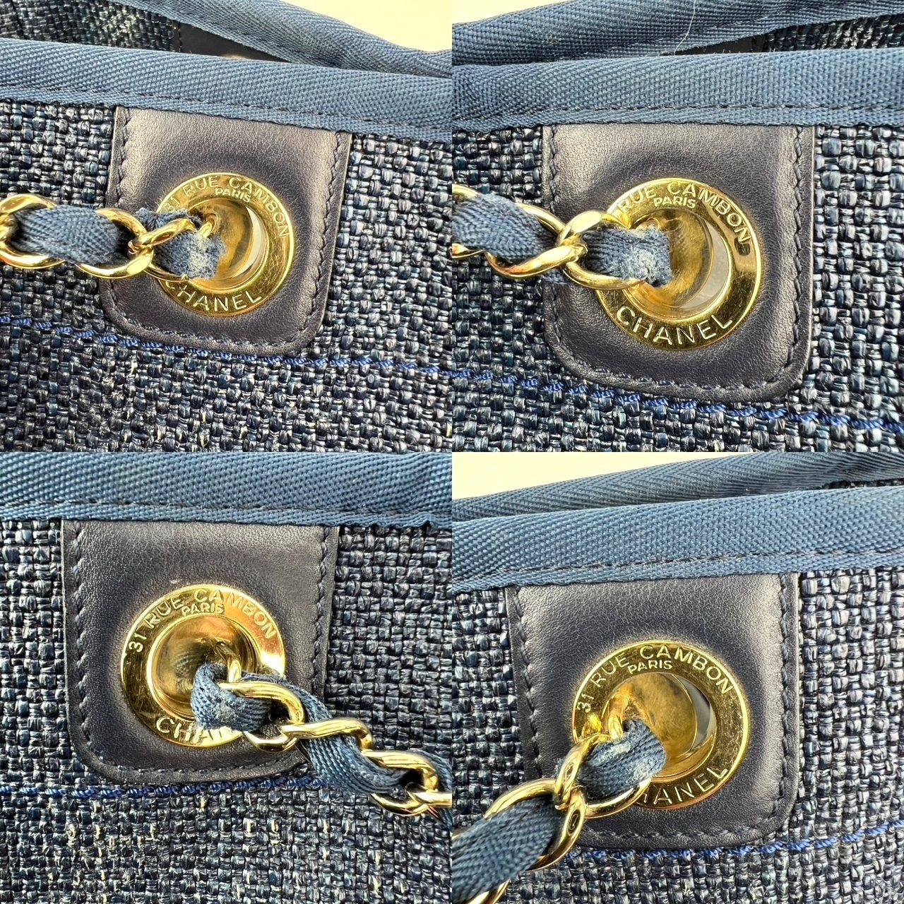 
                  
                    Chanel Woven Blue Small Deauville Straw Raffia Tote Bag
                  
                