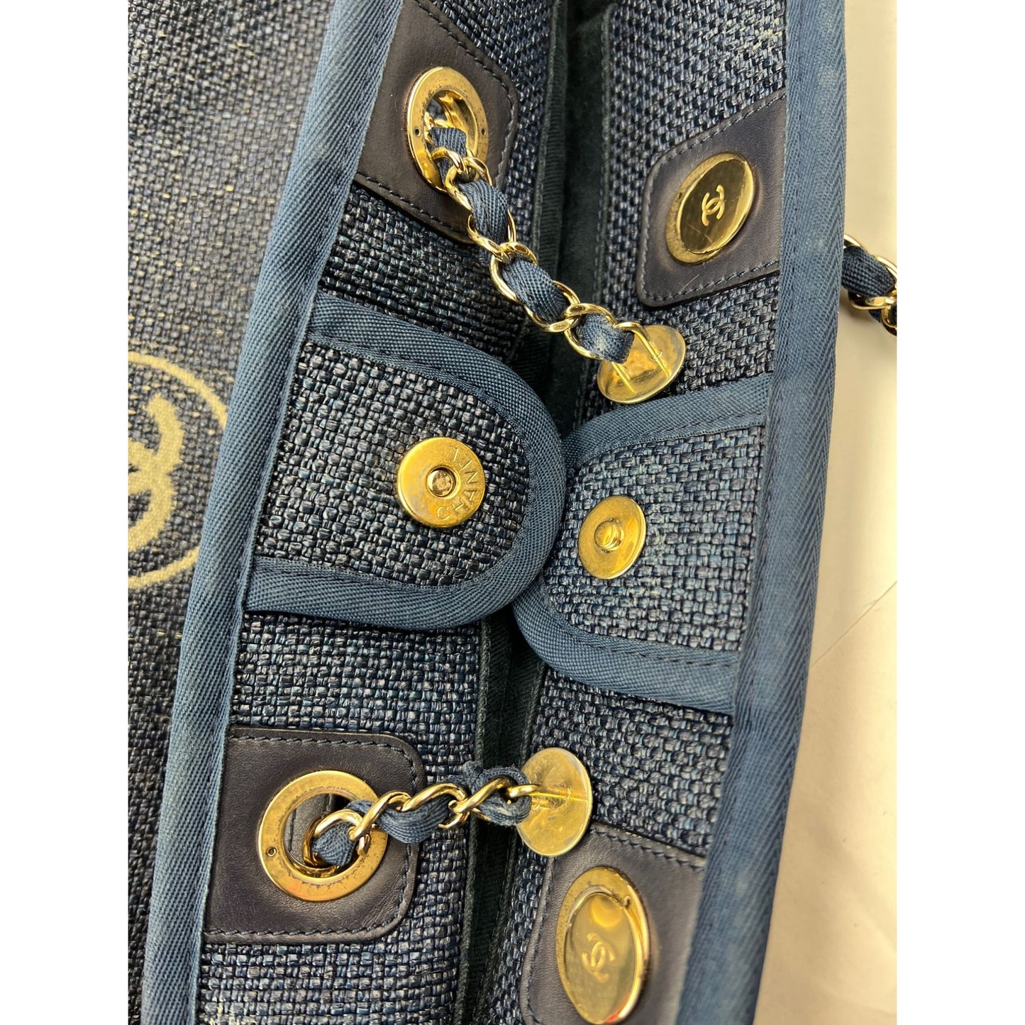 
                  
                    Chanel Woven Blue Small Deauville Straw Raffia Tote Bag
                  
                