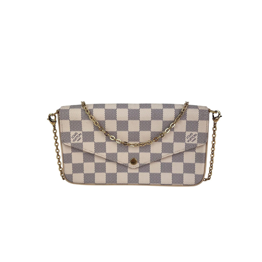 LOUIS VUITTON Felicie Pochette Damier Azur Canvas Crossbody Clutch