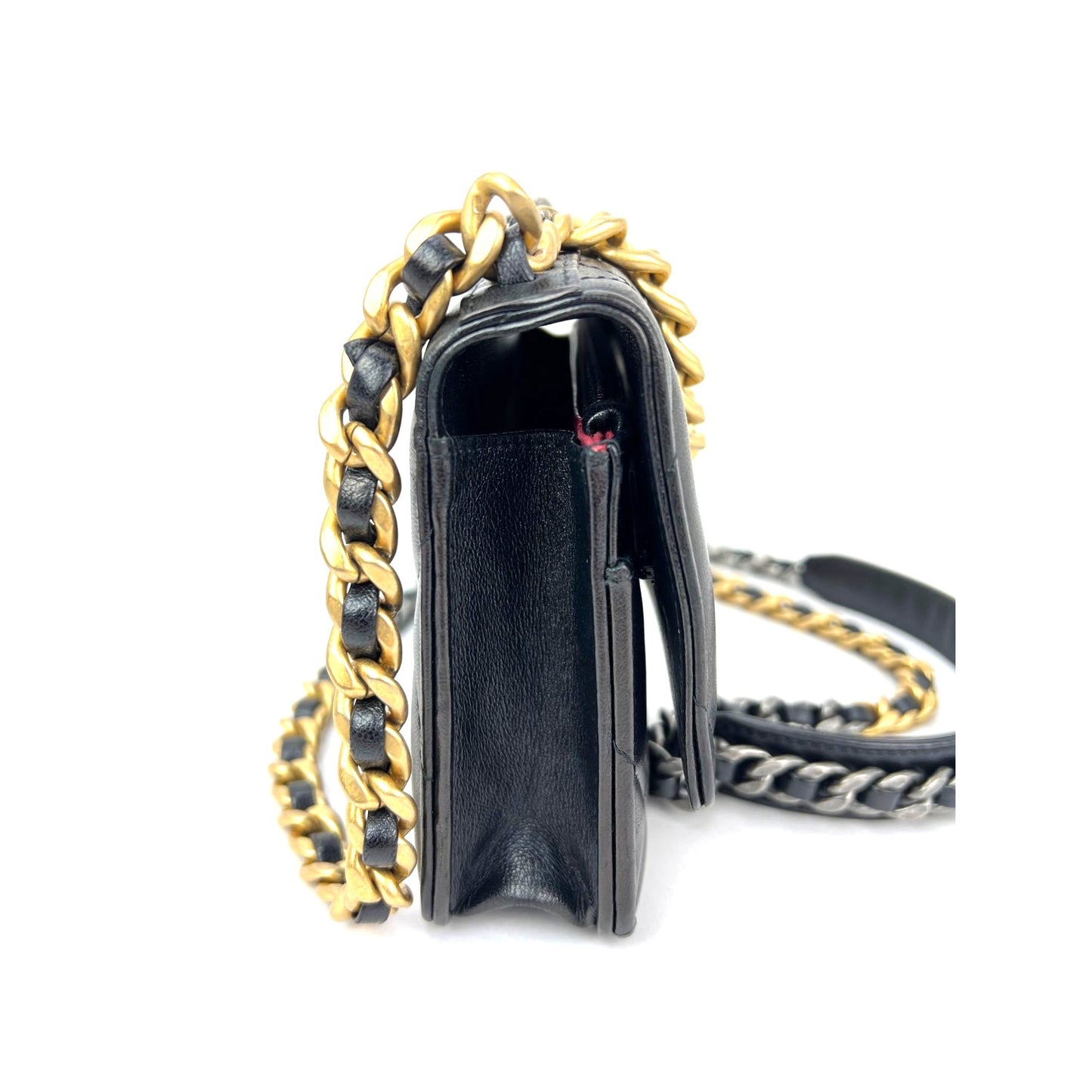 
                  
                    Chanel Lambskin Quilted Chanel 19 Wallet on a Chain Black Bag
                  
                