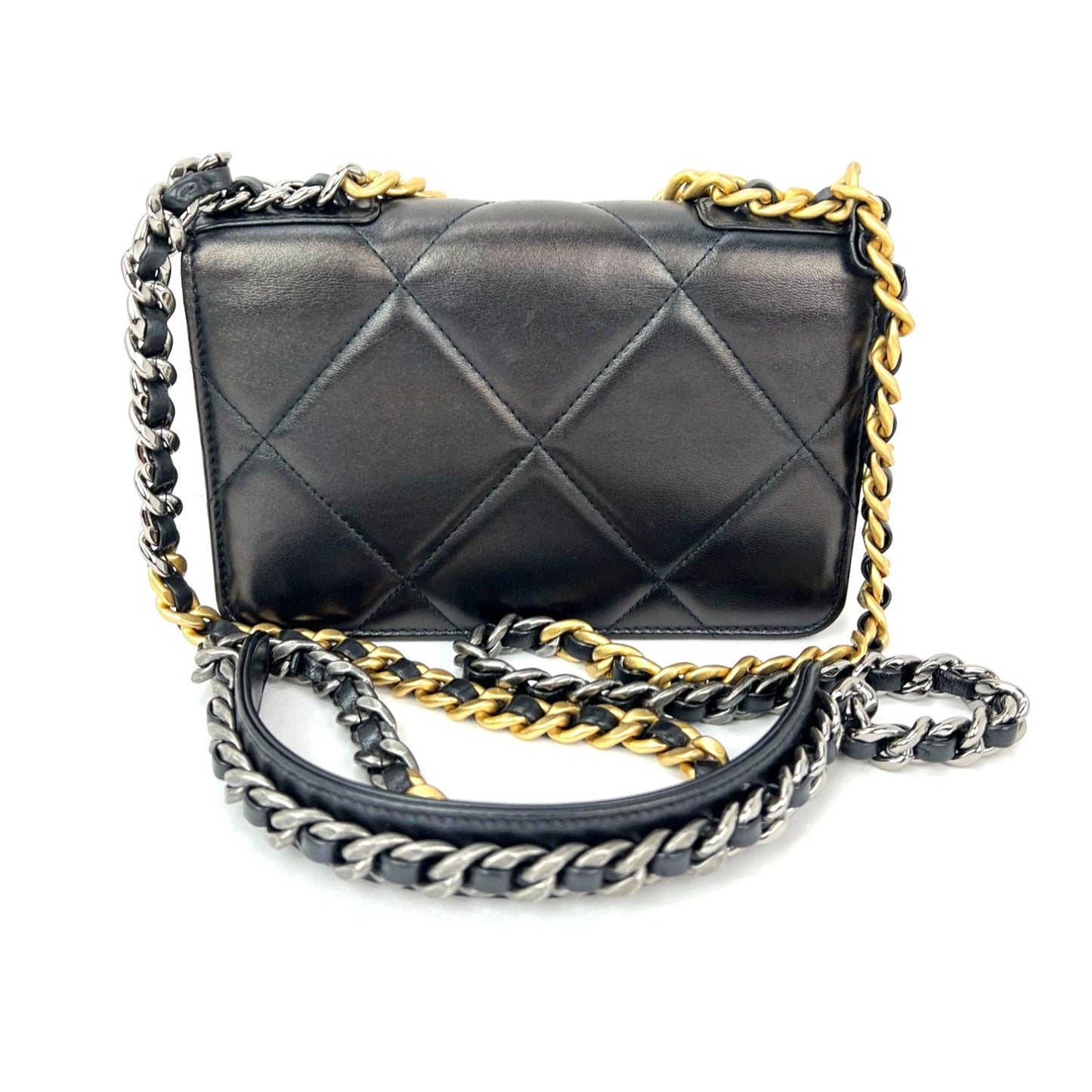 
                  
                    Chanel Lambskin Quilted Chanel 19 Wallet on a Chain Black Bag
                  
                