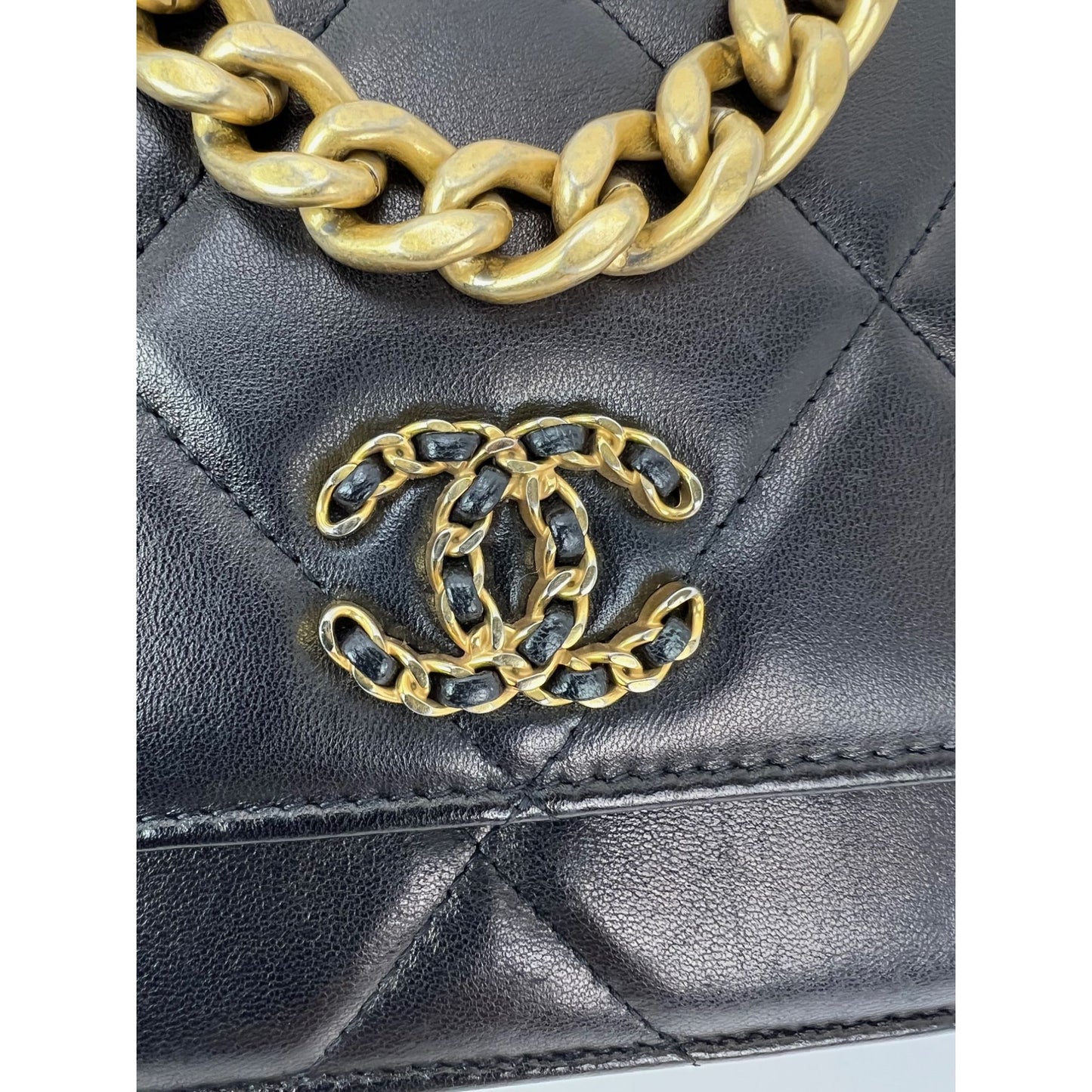 
                  
                    Chanel Lambskin Quilted Chanel 19 Wallet on a Chain Black Bag
                  
                
