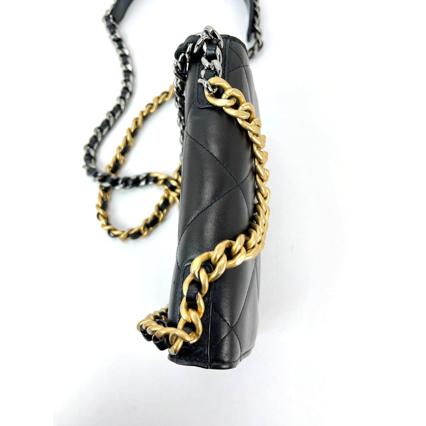 
                  
                    Chanel Lambskin Quilted Chanel 19 Wallet on a Chain Black Bag
                  
                