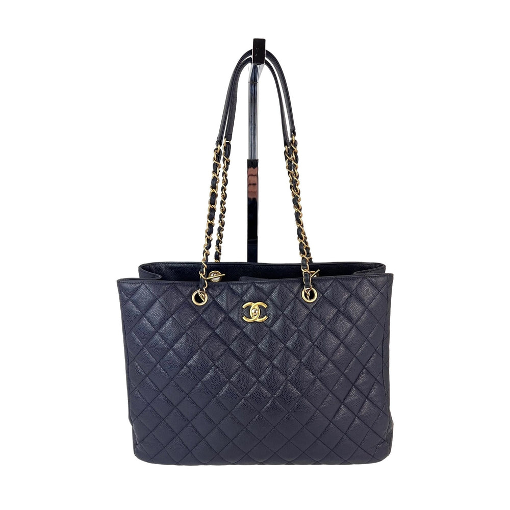 Chanel Caviar Quilted Large Classic Shopping Blue Leather Tote