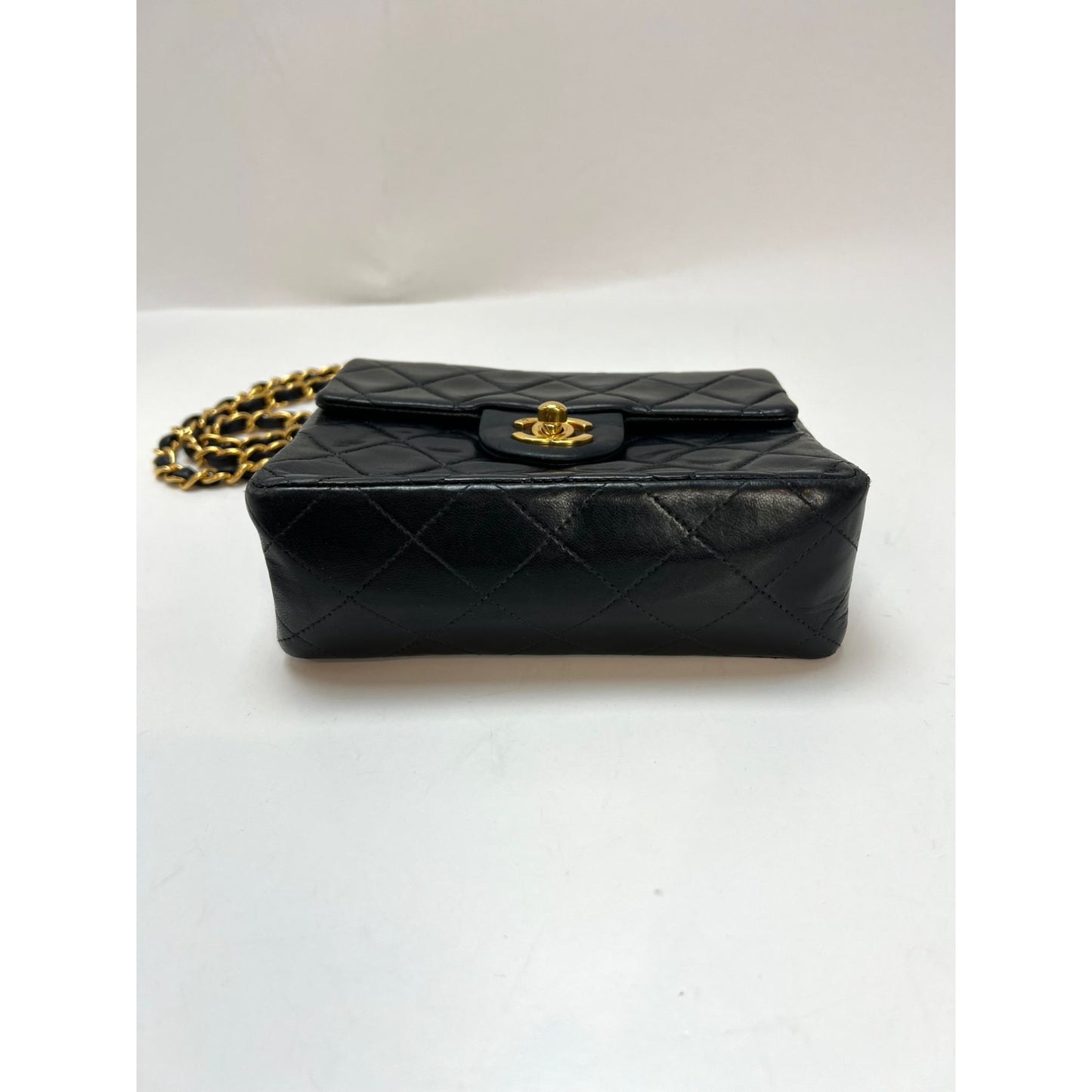 Chanel Black Classic Quilted Square Mini 2.55 Flap Bag 24k Gold