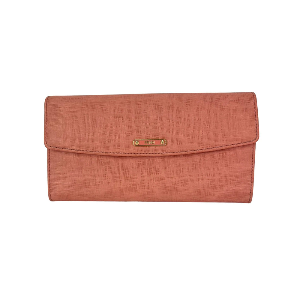 Fendi Continental Pink Leather Wallet Clutch