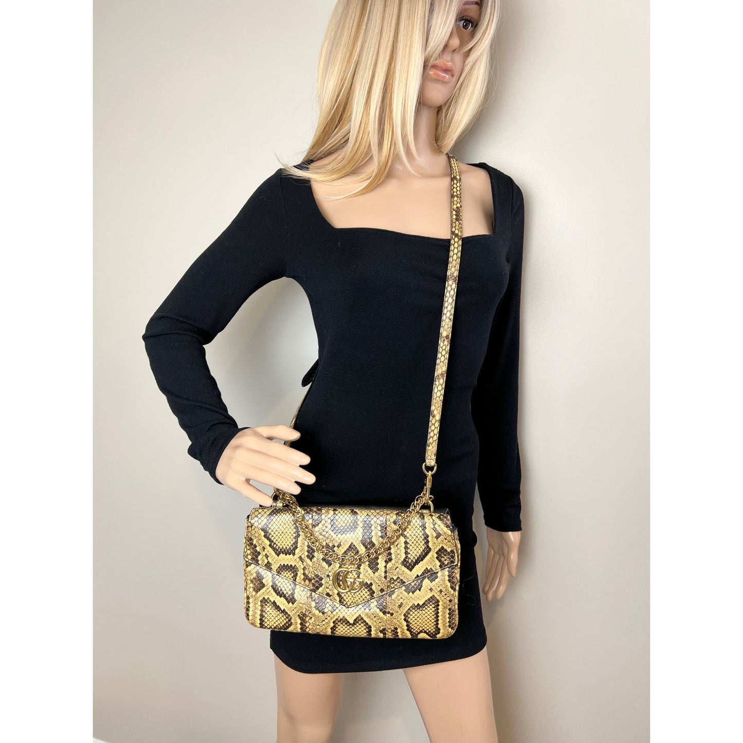 
                  
                    Gucci Thiara Double Sided Black Leather Python Crossbody Bag
                  
                