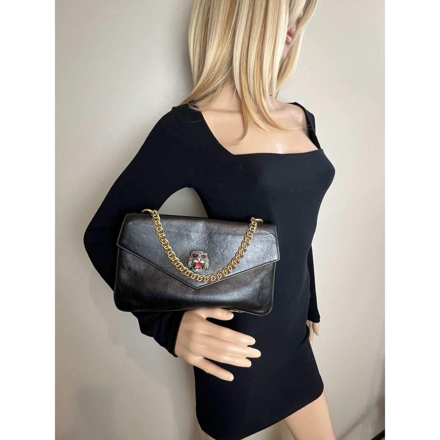 
                  
                    Gucci Thiara Double Sided Black Leather Python Crossbody Bag
                  
                