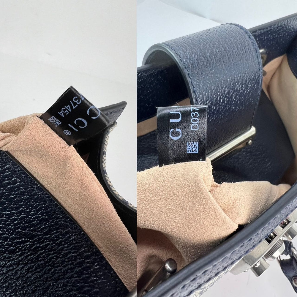 
                  
                    Gucci GG Supreme Dollar Calfskin Web Small Padlock Navy Tote
                  
                
