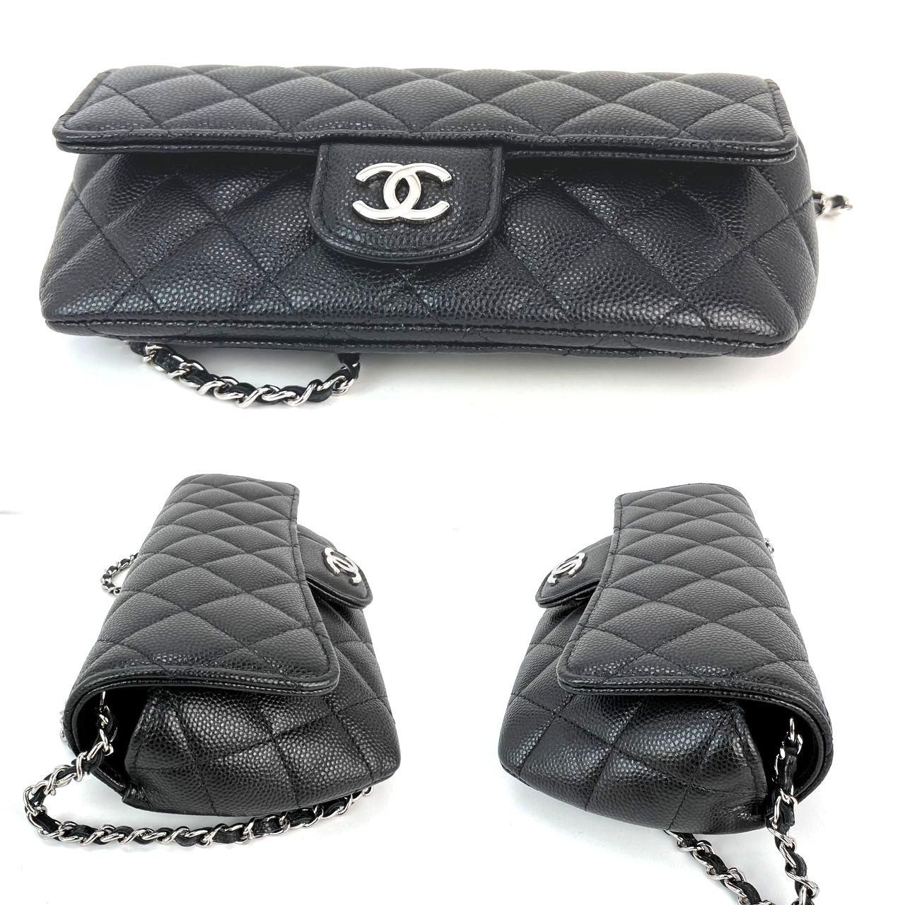 
                  
                    Chanel Caviar Quilted Black Leather Glasses Case with Chain Crossbody Bag
                  
                