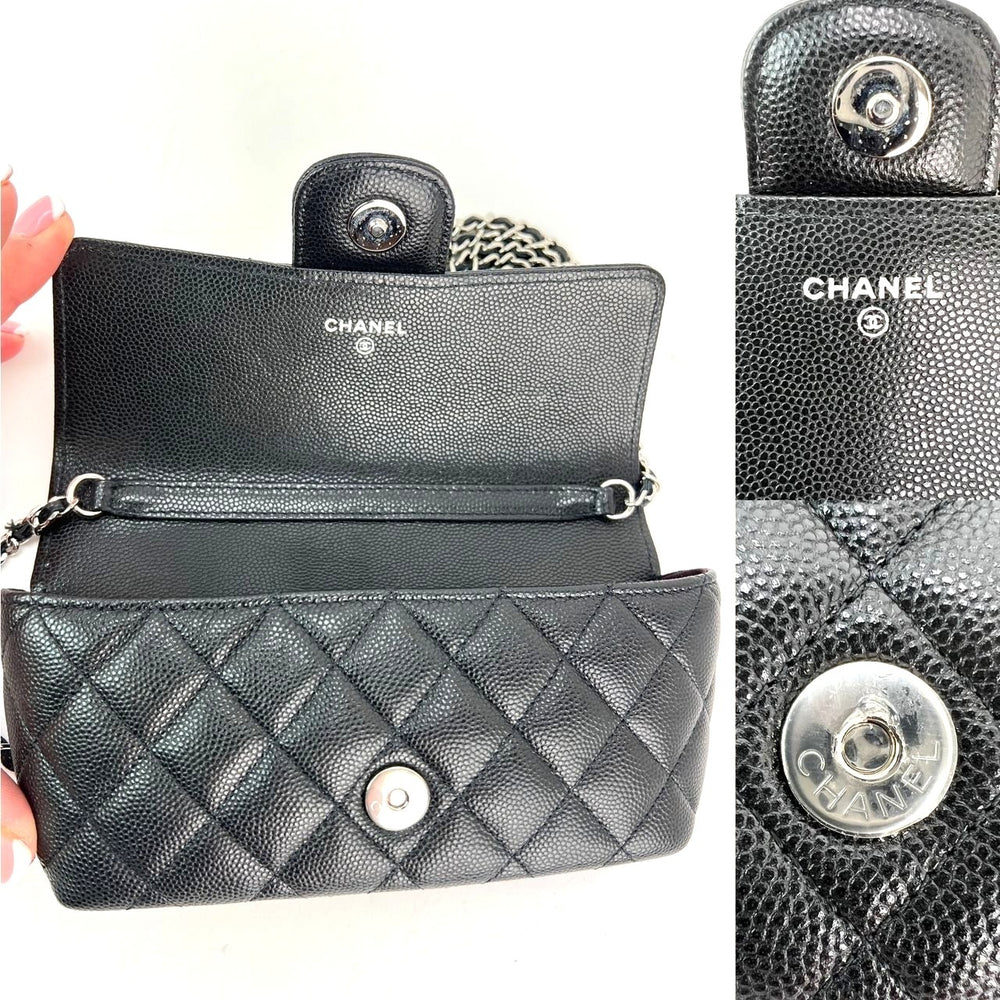 
                  
                    Chanel Caviar Quilted Black Leather Glasses Case with Chain Crossbody Bag
                  
                