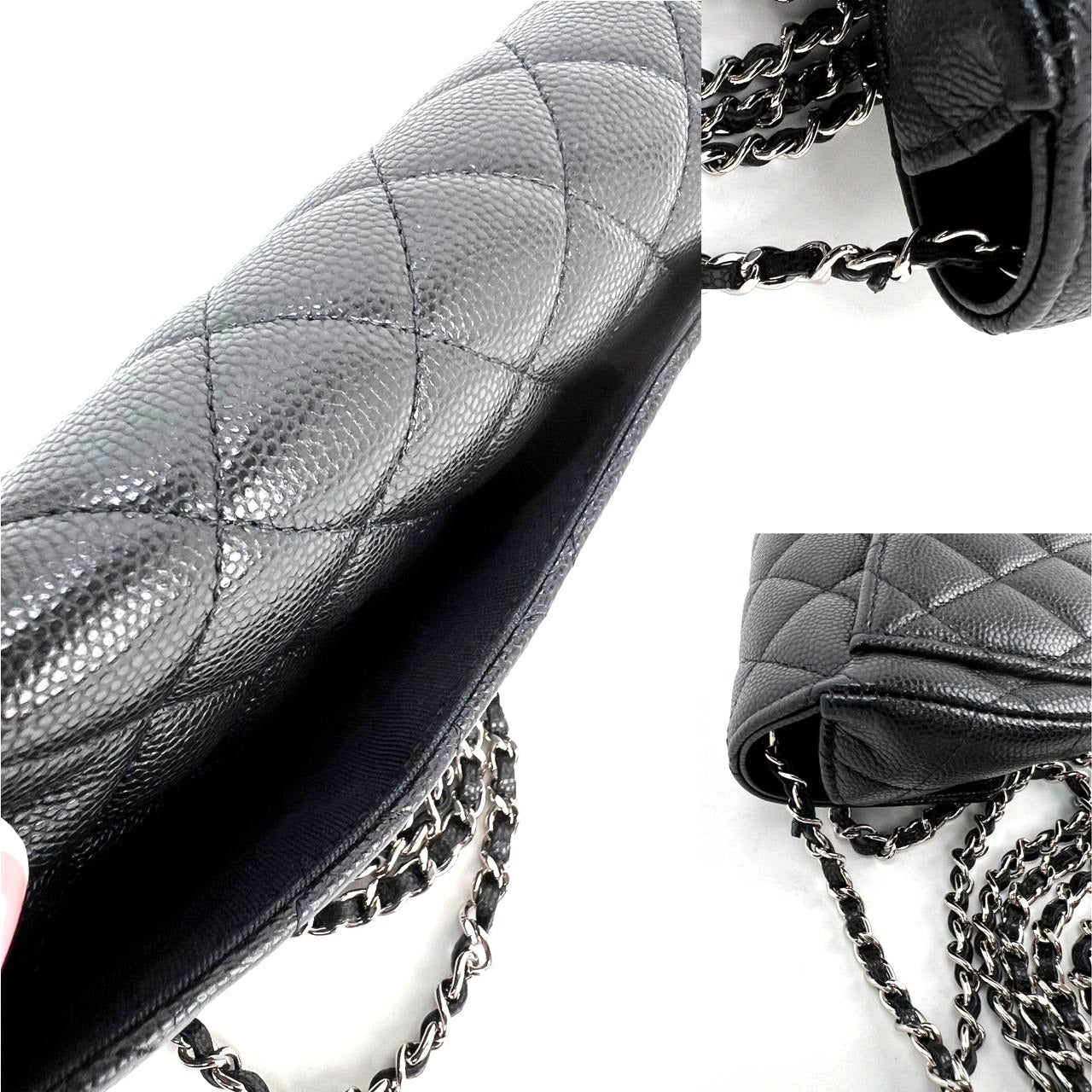 
                  
                    Chanel Caviar Quilted Black Leather Glasses Case with Chain Crossbody Bag
                  
                