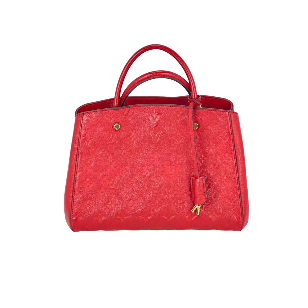 Louis Vuitton Montaigne MM Red Leather Empreinte Shoulder Bag –  Debsluxurycloset