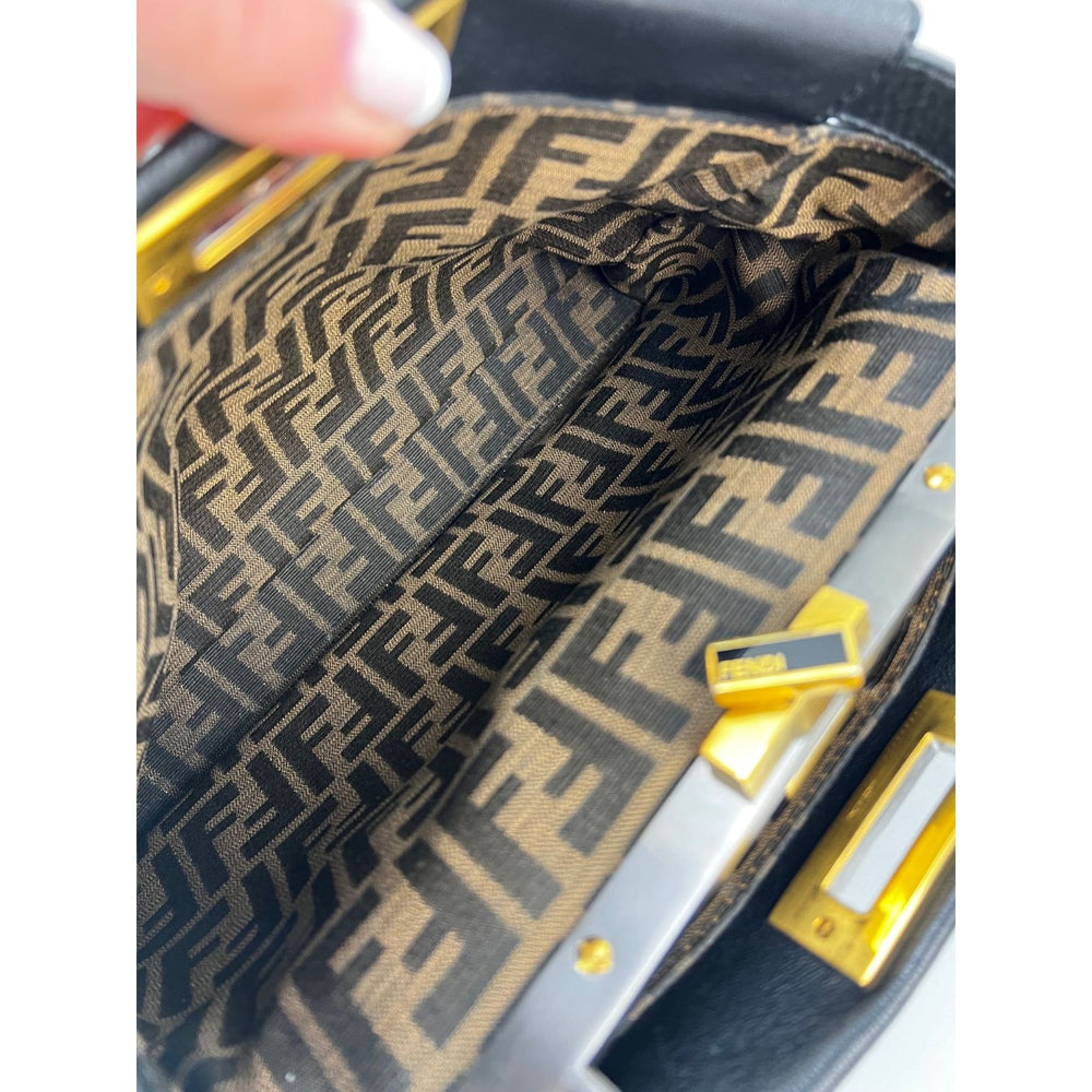 Fendi Black Iconic Peekaboo Zucca Lined Medium Shoulder Bag