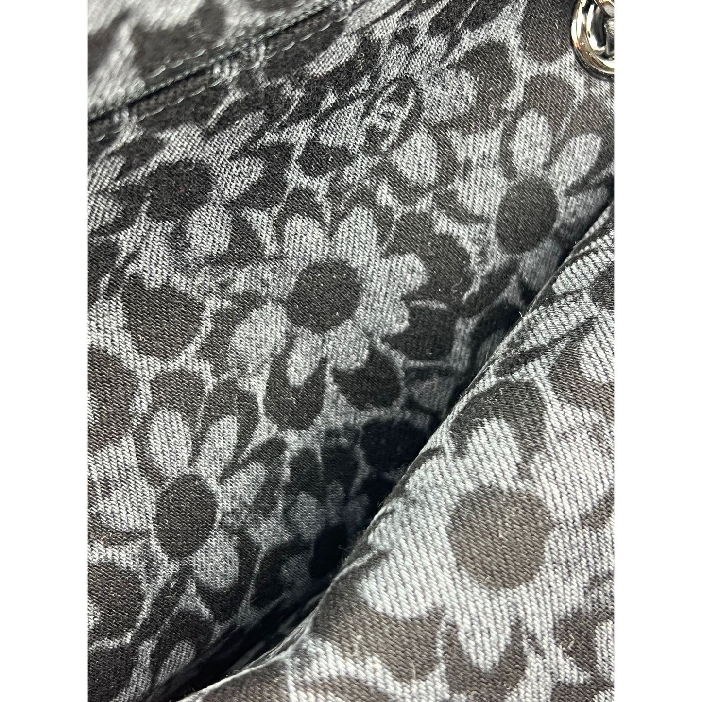 
                  
                    Chanel Printed Denim Quilted Flower Medium Double Flap Black Shoulder Bag
                  
                