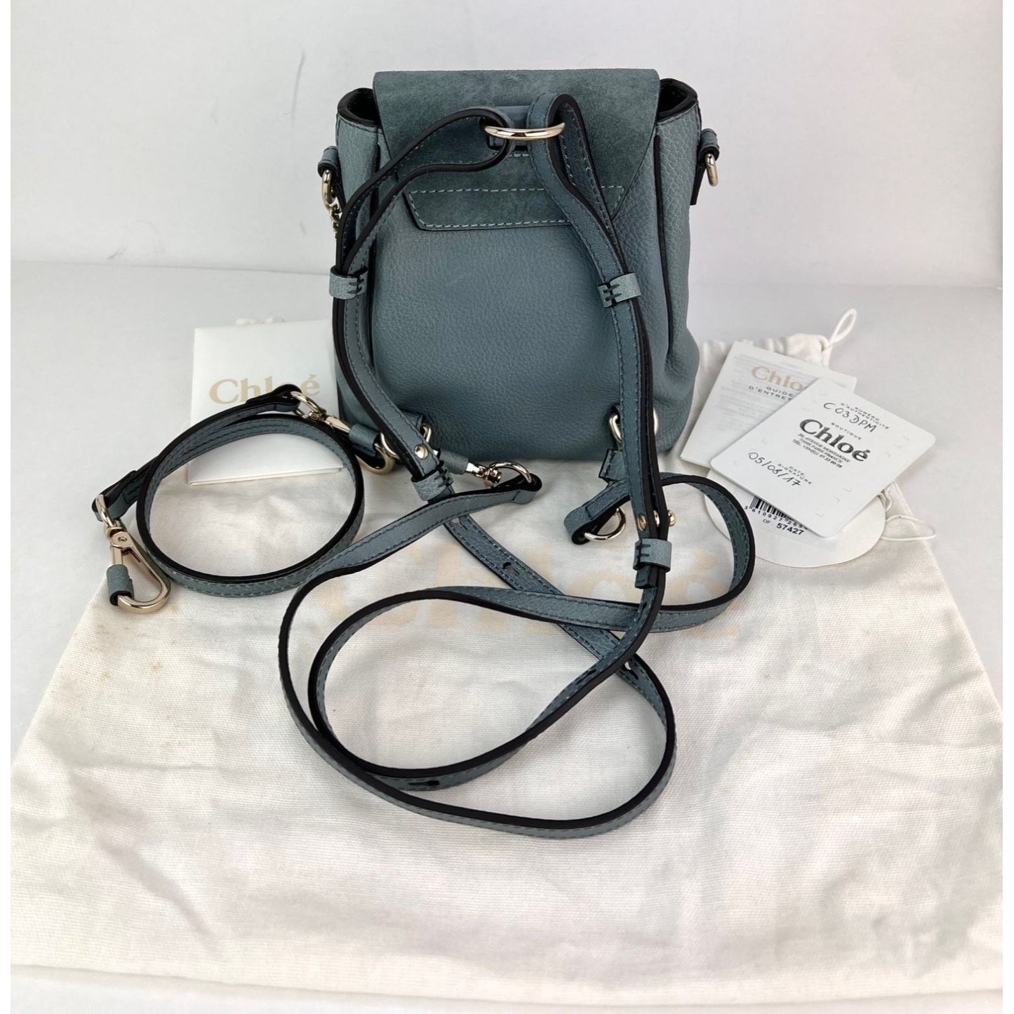 Chloe Faye Mini Leather/Suede Backpack, Blue, Women's