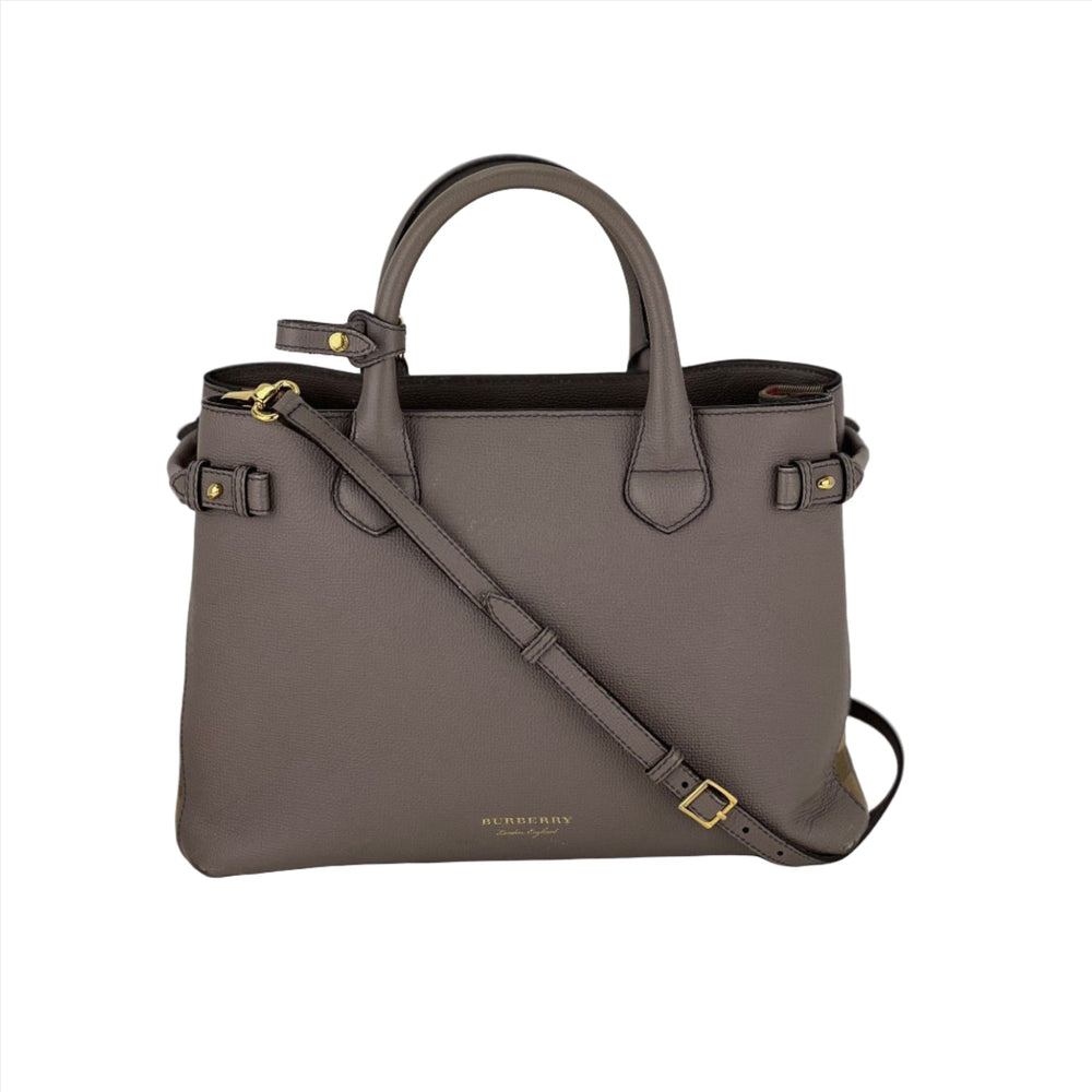 Burberry Brown/Beige House Check Fabric and Leather Medium Banner Tote  Burberry | The Luxury Closet