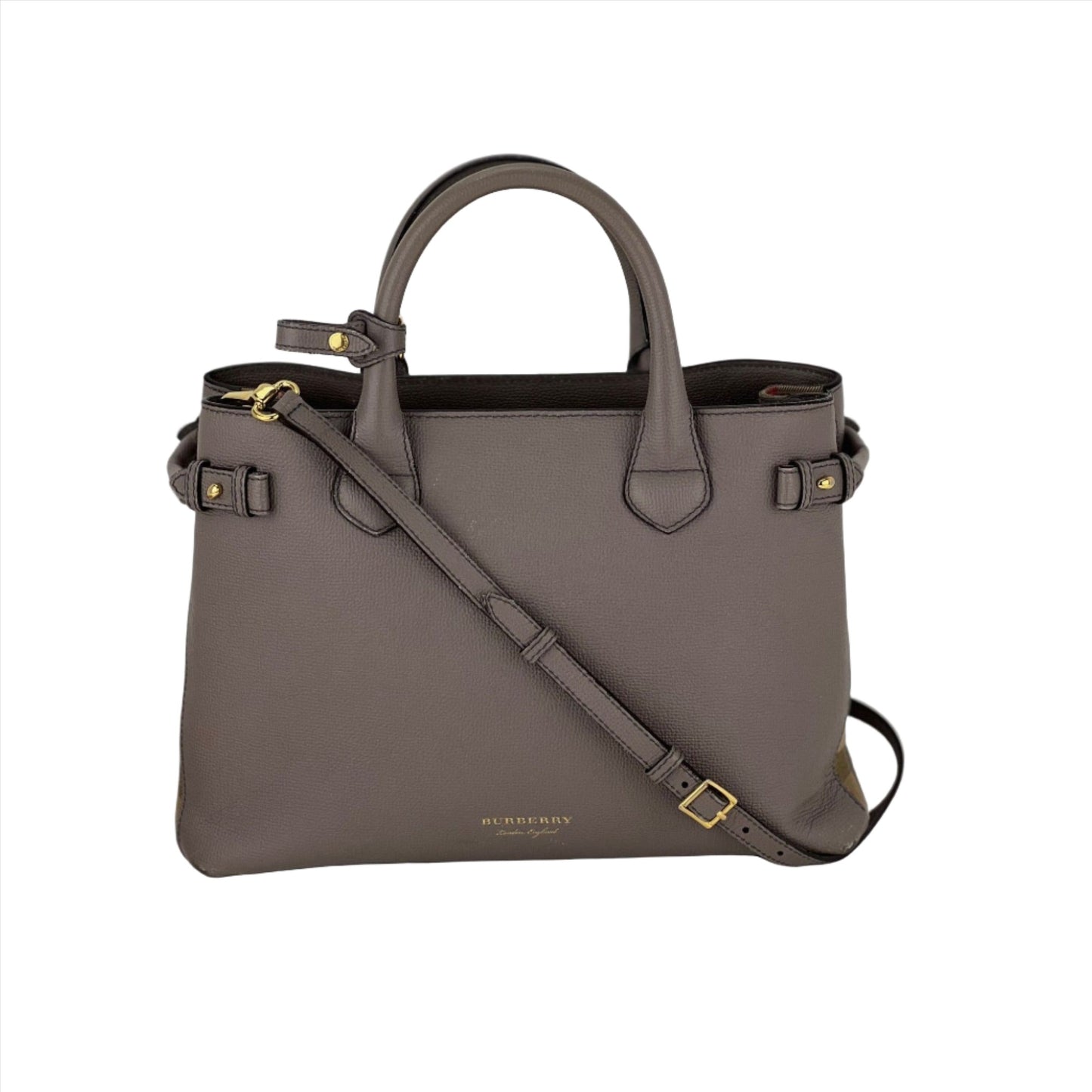 Burberry Silver Leather And House Check Canvas Banner Tote Burberry | The  Luxury Closet
